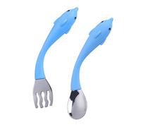 Toyvian 1ensemble Set De Vaisselle Acier Pour Garçon Fille Cuillère Et Fourchette Apprentissage Design Avec Poignées Antidérapantes Pour Alimentation Des Garçon Fille Couleur Dolphin