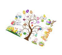 Toyvian 1feuille Autocollant Mural Décoratif De Pâques Stickers Colorés De Lapins Amusants Pour Fenêtres Et Murs Décoration Festive Et Créative