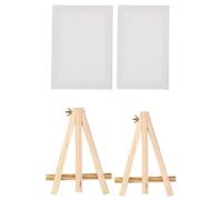Toyvian 2 Ensembles Chevalet en Bois Blanc Stable pour Cadre Photo et Support de Peinture, Mini Chevalet de Table Pliable pour Exposition D'œuvres D'art et Dessin