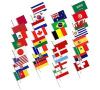 Toyvian 2 Ensembles Drapeau Agitant La Main Drapeaux De Football Drapeaux Petit Mini-drapeaux De Pays Décor De Drapeau International Portable Enfants Polyester 32 Pièces * 2