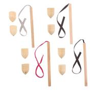 Toyvian 2 Ensembles Jouets Traditionnels Gyroscopiques Bois Toupies Rotatives Portables pour Garçon Fille Jeu Éducatif de Coordination Main Œil Jouets Classiques Bois Naturel