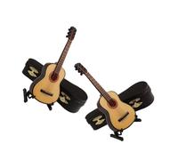 Toyvian 2 Ensembles Mini Guitares Bois Modèle de Décoration Musicale Bois Accessoires pour Maison et Artisanat Ornements de Guitare Miniature Classique avec Support et Boîte Anniversaire