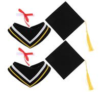 Toyvian 2 Ensembles Poupée Diplômée avec Toge Écharpe Jaune Gland Jaune et Certificat Vêtement pour Ours Peluche Décoration Maison Élégante pour Célébration de Fin Études