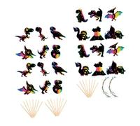 Toyvian 2 ensembles Set de Kits de Dessin à Gratter Dinosaure pour Garçon Fille avec Stylos Bois et Rubans Activité Manuelle Créative pour Anniversaire Loisirs et Éducation Populaire de
