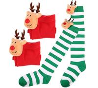 Toyvian 2 Paires Chaussettes de Noël Créatives pour Filles, Polyester | Style Classique et Festif, Motif Dessin Animé, Chaudes et Confortables, Usage Noël, Ne Rétrécit Pas