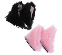 Toyvian 2 Paires Plush Cat Ears Helmet Accessories Décoratives Amovibles Noir et Rose pour Casque Électrique Ski Scooter