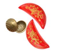 Toyvian 2 paires Tasses de Divination Taoïste Bois et Cuivre Compactes et Portables Coupes Sacrées Croissant pour Pratiques Spirituelles et Feng Shui