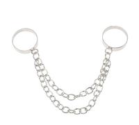 Toyvian 2 pièces Bague Femme Inoxydable Réglable Chaîne Double Vintage Gothique pour Doigt Léger et Confortable Accessoire Costume pour Fêtes et Clubs