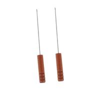 Toyvian 2 Pièces Bait Needle Tool Set Stainless Steel Fishing Rigging Needles with Wood Grip Non Slip Handle Compact for Carp and Live Bait Threading