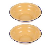 Toyvian 2 Pièces Bassine à Soupe en Émail Vintage, Jaune