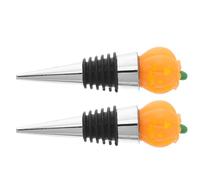 Toyvian 2 Pièces Bouchon de Vin en Résine de Citrouille Jaune pour Halloween, Accessoire Portable de Conservation Vin, Décoration Festive pour Table de Fête
