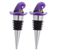 Toyvian 2 Pièces Bouchon de Vin Réutilisable Alliage de Zinc et Résine de Chapeau de Sorcière pour Halloween, Étanchéité et Conservation Vin Usage Quotidien et Fêtes