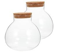 Toyvian 2 Pièces Bouteille Éco Terrarium Végétal Pot De Terrarium Rond Succulent Grand Pot De Terrarium Jardin Extérieur Porte-Plantes Aériennes Plantation Pots Un Verre