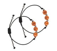 Toyvian 2 pièces Bracelets Basket-ball Tressés pour Fans de Sport Bracelets Sport Ajustables Perles pour Fête Thème Basketball Accessoires Chic et Confortables pour Joueurs et Amateurs