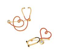 Toyvian 2 pièces Broche Stéthoscope Cœur Alliage avec Cristaux Lot de Épingles Décoratives pour Infirmières et Médecins Accessoire Costume Cadeau Pratique