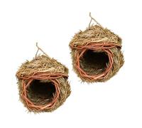 Toyvian 2 Pièces Cage d'oiseau tissé de Paille nid d'oiseau en Paille Cage à Oiseaux en Paille nids d'oiseaux Suspendus Cage Oiseaux nichoirs tissés nichoir tissé Suspendu Vert Clair