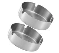 Toyvian 2 pièces Cendriers Acier Inoxydable Cendriers Robustes et Stables avec Encoches pour Cigarettes Adaptés pour Intérieur Extérieur Bureau et Maison Finition Classique Simple