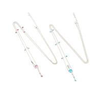 Toyvian 2 pièces Chaîne de Corps Femme Acier Inoxydable avec Pendentif Zircone Bague de Nombril et Ceinture Brillante Accessoire Polyvalent pour Peau Sensible Cadeau Élégant Bleu et Rose