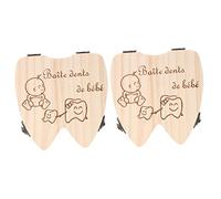 Toyvian 2 Pièces Coffret Préservation Des Dents De Bébé Enfants Français Joli Récipient à Dents Pour Enfants Porte-dents Pour Enfants Dentifrice Les Dents Caduques Nouveau Née En Bois