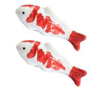 Toyvian 2 pièces Décor Aquarium Céramique Poisson Flottant Rouge Ornement Statuette Artisanale pour Bassin et Aquarium Décor Naturel