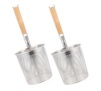 Toyvian 2 Pièces Écumoire à Spaghetti en Acier Inoxydable Argenté avec Design Empilable et Perforé, Panier à Pâtes Résistant Haute Température pour Cuisson de Nouilles et Raviolis
