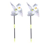 Toyvian 2 pièces Éolienne Effaroucheur Oiseaux Réfléchissante Lot de Pinwheel pour Jardin Bassin et Ferme Décoration Extérieure Facile à Installer Protection sans Danger et Pigeons