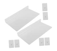 Toyvian 2 pièces Étagère Murale Flottante Adhésive Acrylique Transparent Support pour Petits Pots de Fleurs Rangement pour Salle de Bain Cuisine Salon et Chambre sans Perçage