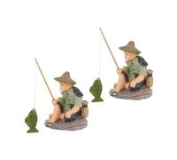 Toyvian 2 Pièces Figurine Miniature Pêcheur Réaliste Sculpture Vieux Pêcheur Décor Aquarium et Bureau Ornement Polyvalent pour Aquarium Paysage Aquatique et Décoration Intérieure