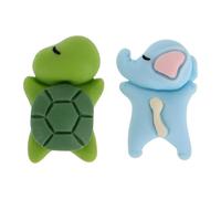 Toyvian 2 Pièces Figurines d'animaux Miniatures en Résine pour Décoration Intérieure de Voiture et Moto, Accessoires Résistants la Décoloration de Tortue et Éléphant Mignons