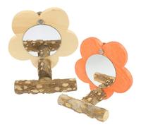 Toyvian 2 Pièces Formation de Perroquet Jouets perroquets entraînement Cage à Oiseaux Perche Cage Oiseaux Perroquet délicat Perroquet Oiseau avec Miroir en Bois