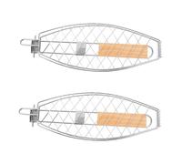 Toyvian 2 Pièces Grill Cage Acier Inoxydable avec Poignée Anti-brûlure Panier de Grillage Pliable et Démontable pour Poissons et Burgers Accessoire BBQ Multifonction pour Barbecue