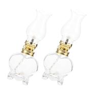 Toyvian 2 Pièces Lampe à Pétrole Rétro en Verre Transparent 120ml avec Mèche Réglable, Éclairage de Survie Facile à Nettoyer pour Célébrations Eid Mubarak et Espaces de Prière