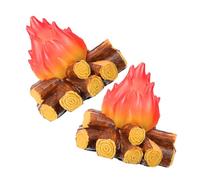 Toyvian 2 pièces LED Faux Feu de Camp Miniature Étanche avec Effet Flamme Réaliste Lampe Décorative sans Batterie pour Halloween Noël et Décorations Extérieures