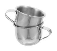 Toyvian 2 pièces Lot de Tasses Acier Inoxydable avec Poignée Mug à Thé et Sake Ergonomique Design Simple et Pratique pour Boissons Chaudes ou Froides