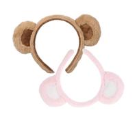 Toyvian 2 pièces Lot Serre-têtes Oreilles Ours Doux et Ajustables Peluche Bandeaux Cheveux Confortables pour Femmes et Accessoires Mignons pour Fête et Maquillage