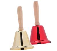 Toyvian 2 Pièces Manche En Bois Cloche Du Père Noël Cloche De Dîner Ornements De Noël Clochettes De Noël Musical Cloches à Main De Noël De Noël Cloche D'or Double Rouge