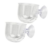 Toyvian 2 pièces Mangeoire pour Poissons avec Ventouse Alimentation vers Rouge et Crevettes Accessoires pour Aquarium Eau Douce et Lot de Grandes Coupes Transparente