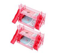 Toyvian 2 Pièces Meubles de poupée pour Enfants décoration de lit de poupée Petits Lits Doubles mobilier Miniature pour bébés