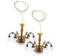 Toyvian 2 pièces Miniature Chandelier Furniture LED Ceiling Lamp for Dollhouse Sandbox Living Room Decor Finish with Light