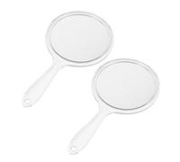Toyvian 2 Pièces Miroir à Main Double Face, Poignée Ergonomique | Surface Haute Définition, Coque Plastique PP et Verre, Usage Maison ou Salon, Blanc, Style Simple