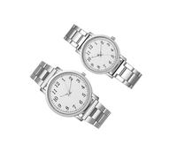 Toyvian 2 pièces Montres Couple Modernes Argentées Acier Inoxydable Montres Bracelet Quartz pour Homme et Femme Cadeau Romantique pour Anniversaire et Saint-Valentin
