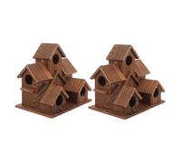 Toyvian 2 pièces Nichoir Mangeoire Suspendue Style Cottage Maison Doiseaux Décorative pour Jardin Patio et Terrasse Abri Naturel pour Nidification et Observation des Oiseaux