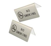 Toyvian 2 pièces Panneau Interdiction Fumer Acier Inoxydable Signalisation Table Restaurant Bureau Public No Smoking Visibilité Claire Design Minimaliste