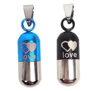 Toyvian 2 pièces Pendentif Plaque Identité Inoxydable Anti-Perte pour Chien et Chat Noir et Bleu Anneau pour Collier Pet