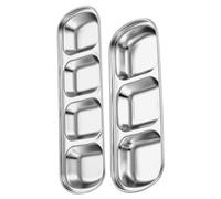 Toyvian 2 pièces Plateaux à Condiments Acier Inoxydable Assiettes Carrées Multi Compartiments pour Barbecue Pique- et Usage Domestique