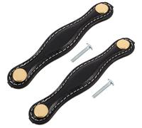 Toyvian 2 Pièces Poignées Cuir PU pour Tiroirs Poignées Rétro pour Meubles Installation Facile pour Armoire Placard Commode et Valise Remplacement Polyvalent