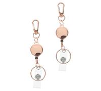 Toyvian 2 Pièces Porte-badge Rétractable avec Porte-clés Alliage Porte-badge Élastique Rond pour Cartes Identité Porte-clés Multifonction pour Infirmières et Professionnels