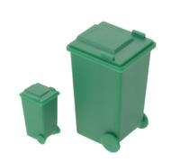 Toyvian 2 Pièces Poubelle Miniature Réaliste avec Couvercle Sécurisé pour Décor de Maison de Poupée et Scène de Modèle en Plastique Vert, Grosse Capacité pour Table de Sable