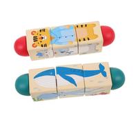 Toyvian 2 Pièces Puzzle Montessori Bois pour Garçon Fille Éducatif Rotatif avec Blocs Animaux Rotation Puzzle Tactile pour Tout Petits Apprentissage Précoce avec Animaux Terrestres et