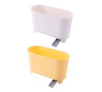 Toyvian 2 pièces Seau de Rangement Drainant pour Évier Cuisine Séparateur Sec-humide Panier Filtrant pour Déchets Alimentaires et Légumes Bac à Ordures Multifonction Blanc et Jaune